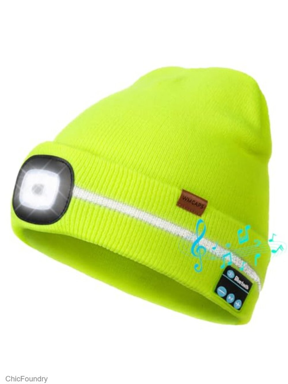 Bluetooth Beanie with LED Light Reflective Strip 100% Acrylic Winter Hat